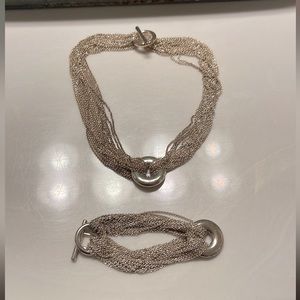 Vintage Tiffany sterling silver necklace and bracelet set.